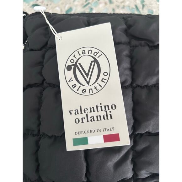 NWT Valentino Orlandi Large Black Puffer Crossbody Bag Tote Purse Retail $199 - Picture 10 of 11